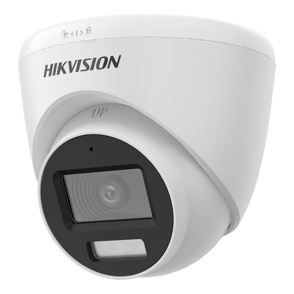 (DS-2CE78G0T-LFS(2.8mm)) Caméra Turret Hikvision 4en1 Gamme VALUE  - Resolution 2K (2304x1296) - Objectif 2.8 mm - Éclairage hybride (IR 40 m, lumière blanche 20 m) - Audio sur coaxial | Microphone intégré - Étanche IP67 | Métal