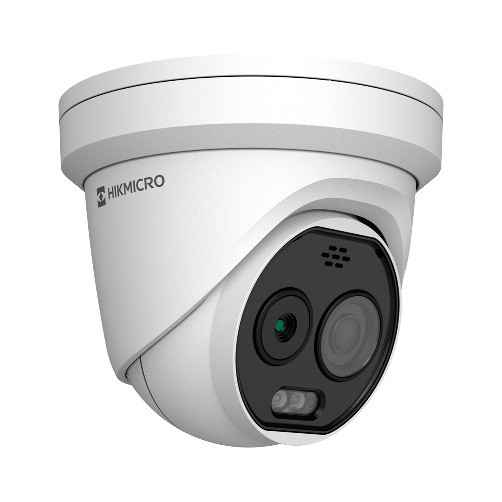 (HM-TD1228T-2/G1/T3A) Caméra thermique Dual IP Hikmicro - Capteur thermique 256x192 VOx | Objectif 2.1mm - Capteur optique 1/2.7” 5Mpx | Objectif 2.2mm - Sensibilité thermique ≤25mK - Détection et alarme incendie préventive - Plage de mesure temp -20~650ºC / ±2ºC