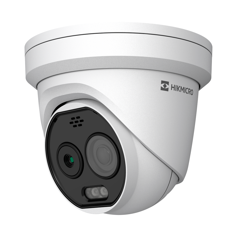 (HM-TD1228T-3/G1/T3A) Caméra thermique Dual IP Hikmicro - Capteur thermique 256x192 VOx | Objectif 3.6mm - Capteur optique 1/2.7” 5Mpx | Objectif 4.3mm - Sensibilité thermique ≤25mK - Détection et alarme incendie préventive - Plage de mesure temp -20~650ºC / ±2ºC