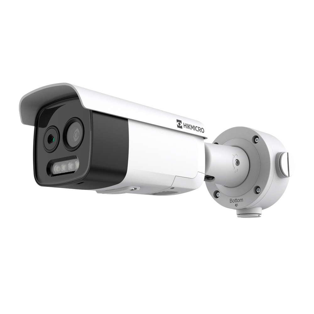 (HM-TD2618-3/G0/T1A) Caméra thermique Dual IP Hikvision Gamme PRO - Capteur thermique 160x120 VOx | Objectif 3.6mm - Capteur optique 1/2.7” 5Mpx | Objectif 4.3 mm - Sensibilité thermique ≤25mK (25°C, F1.0) - Détection et alarme incendie préventive - Plage de mesure temp -20~150ºC / ±8ºC