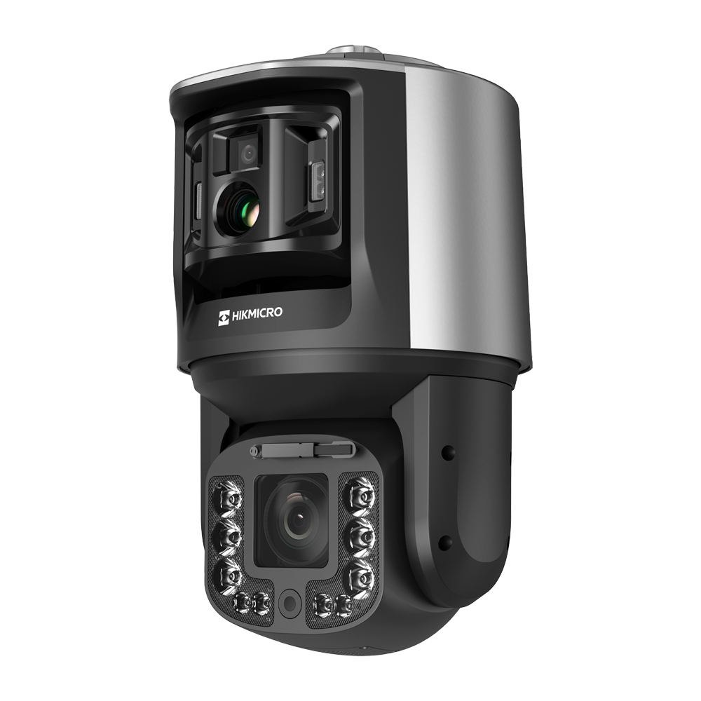(HM-TX3840-25/G0/T1) Caméra Hikmicro TandemVu - Bullet thermique 384x288 VOx | Objectif 25mm - Bullet visible 1/1.8” 4Mpx | Objectifs 12.4mm - PTZ visible 1/1.8" 4Mpx | 6-240mm 40X - Sensibilité thermique ≤25mK (25°C, F1.0) - Supplément de lumière blanche jusqu'à 250m.