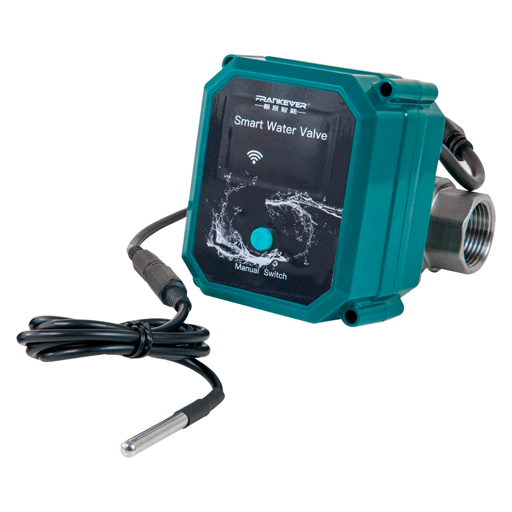 (SH-FE-SMART-WATERV-DN25) FrankEver Smart water valve DN20 - WiFi 2.4 GHz / Bluetooth  - Valvula de agua inteligente - Tamaño válvula DN25 (≈ 1″) - Sensor de temperatura - Compatible con Alexa y Google