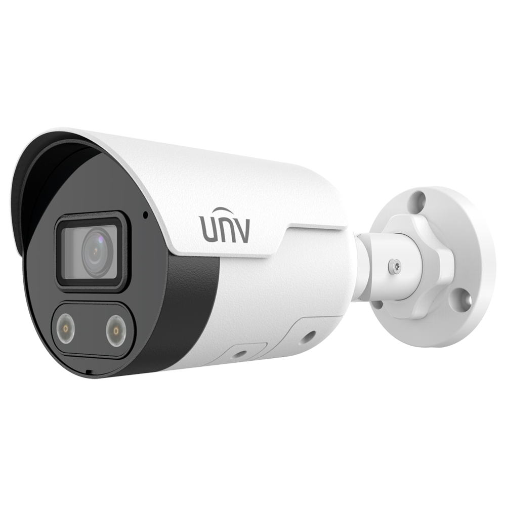 (UV-IPC2126SB-ADF28KMC-I1) Cámara Bullet IP Uniview - Gama Prime - 4 MP | Lente 2.8 mm | microSD 512 GB - IR 40 m | Luz blanca 40 m | WDR 130 dB - Wise-ISP | Dual Light | Conteo - PoE | UMD | SIP | IP67 - Botón de reset | Micrófono | Altavoz