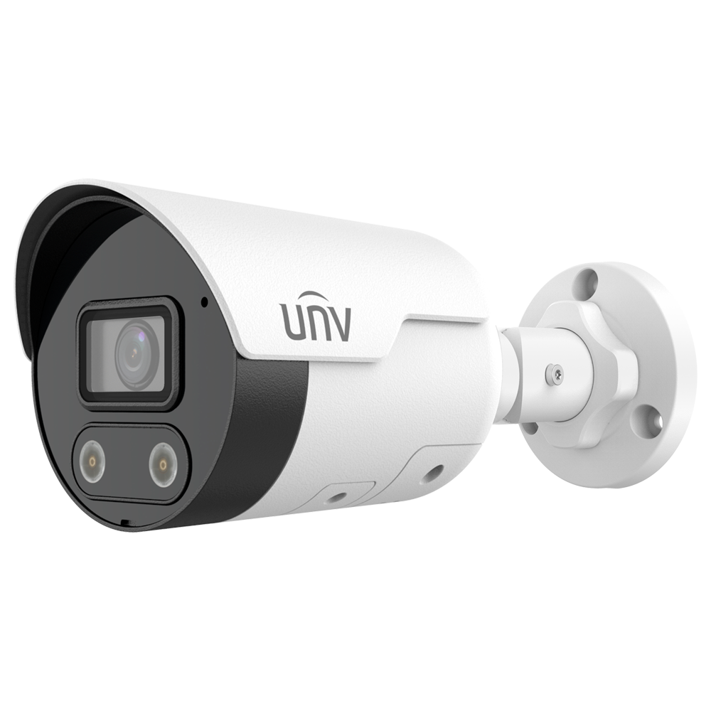 (UV-IPC2126SB-ADF40KMC-I1) Cámara Bullet IP Uniview - Gama Prime - 6 MP | Lente 4 mm | microSD 512 GB - IR 40 m | Luz blanca 40 m | WDR 130 dB - Wise-ISP | Dual Light | Conteo - PoE | UMD | SIP | IP67 - Botón de reset | Micrófono | Altavoz