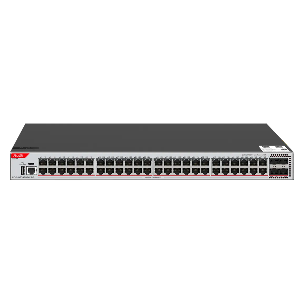 (WIS-S5350-48GT4XS-E) WIS Switch Cloud Gestionable L3 - 48 puertos PoE RJ45 + 4 puertos SFP+ - 48 Puertos 100/1000M + 4 Puertos 1/10G - VLAN/Port Isolation/STP/RSTP/ACL/QoS/RIP - LACP/DHCP Snoop/IGMP Snoop/RIP/OSPFv2/OSPFv3 - Instalación en rack, escritorio, pared