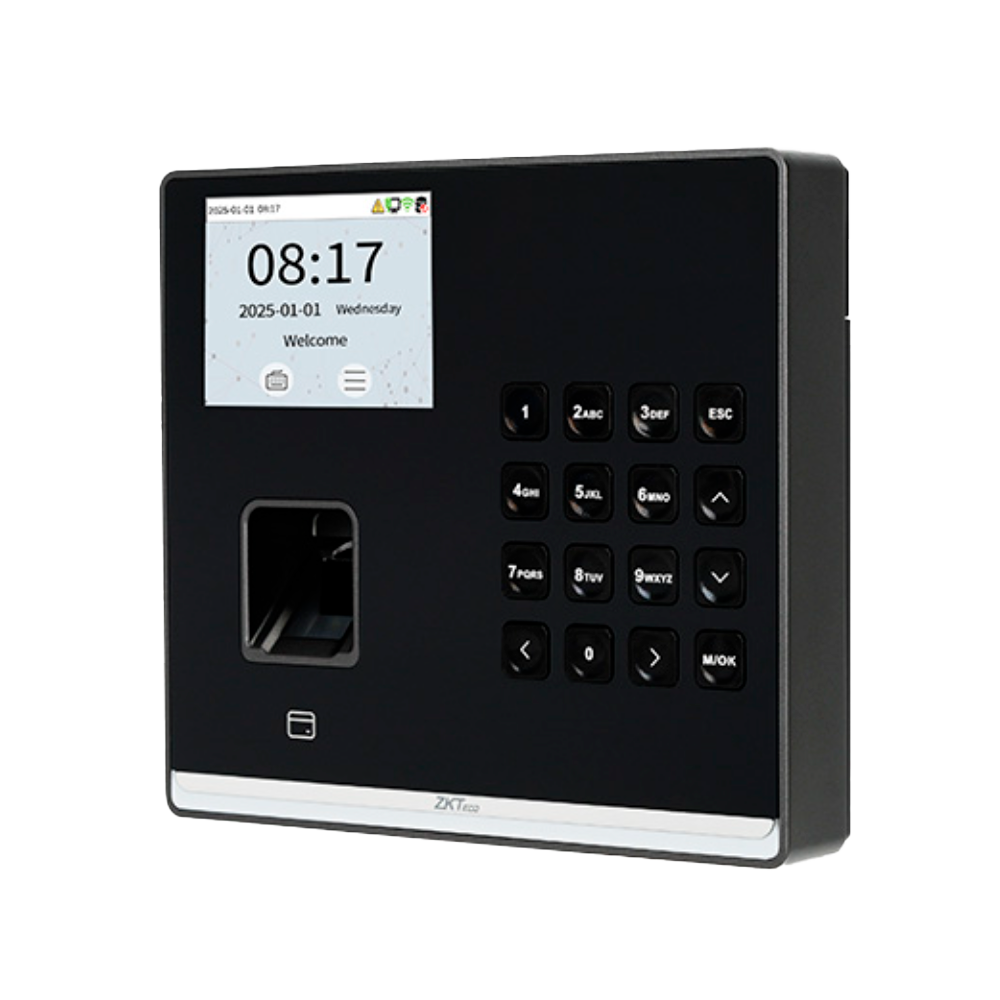 (ZK-TA-GTC2-1-W) Control de presencia y acceso simple - Huella, tarjeta EM y PIN - 3.000 huellas | 150.000 registros - 2.8" TFT | TCP/IP, WiFi, USB y relé - Software Presencia: GoTime Cloud