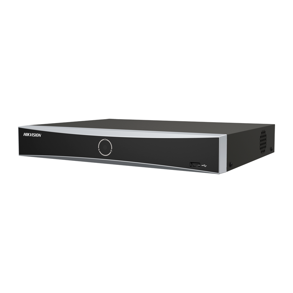 (DS-7608NXI-K1/8P/Vpro) Hikvision grabador NVR 8 CH IP PoE gama PRO - 8 CH PoE IEEE 802.3af/at 75 W máx - Resolución máxima 12 Mpx  - AcuSearch | AcuSense | Reconocimiento facial - AcuSeek, búsqueda basada en texto - Audio | Alarmas | 1 HDD