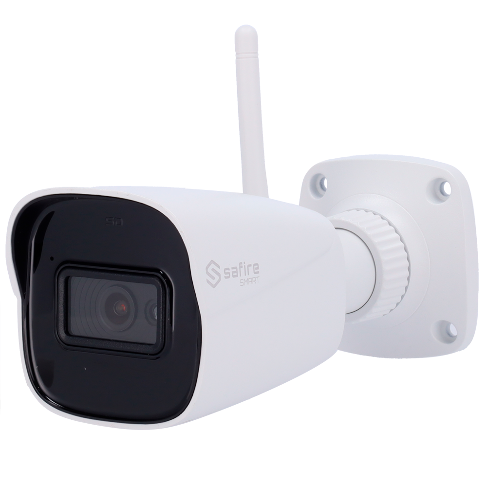(SF-IPB080A-5WE1-DL) Safire Smart - Caméra WiFi Bullet E1 Intelligence artificielle - Résolution 5 Mégapixel (2880×1620) - Objectif 2.8 mm | Audio IN | IR et lumière blanche 30m - IA: Classification des personnes et des véhicules - Imperméabilité IP67