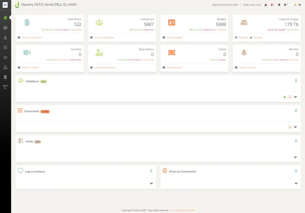 [Opentry EVO] (Opentry EVO) Logiciel Opentry EVO (inclus fonctionnalités avancées + 2 modules au choix) - Aucune limitation du nombre de portes ou d'utilisateurs Installation réalisée uniquement par IXOFF sur machine dotée de Linux Debian