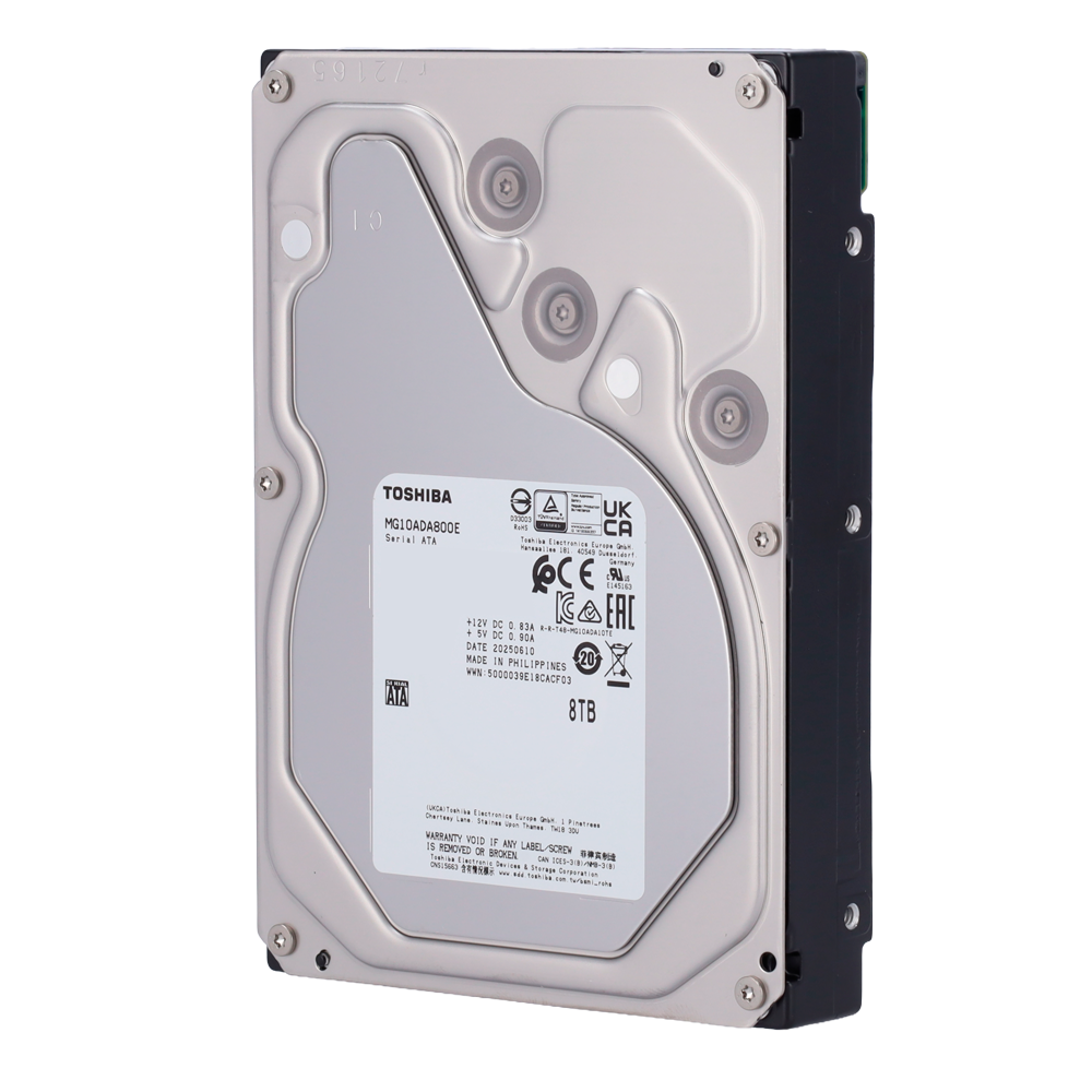 (HD8TB-T-AI) Disque dur Toshiba S300 AI MG10ADA800E-V
 -  - Capacité 8 TB - Interface SATA 6 GB/s - Conçu pour les systèmes NVR avec IA - Individuel ou installé dans DVR - Prend en charge jusqu'à 32 flux IA