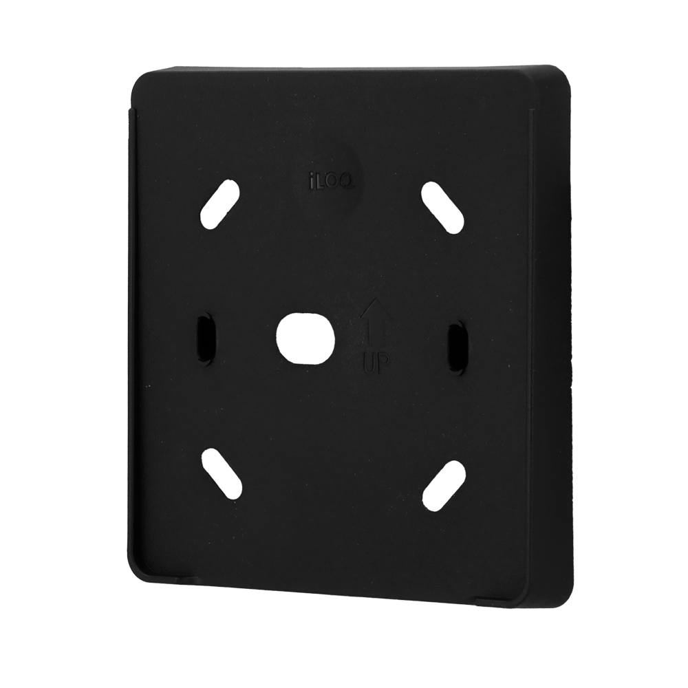 (ILOQ-N505i-BRACKET) Soporte de superficie para lector - Para instalación separada de pared - Orificios para caja de mecanismo estándar - Dimensiones: 99 (An) x 103 (Al) x 12 (Fo) mm - Compatible con iLOQ-N505i - Fabricado en plástico