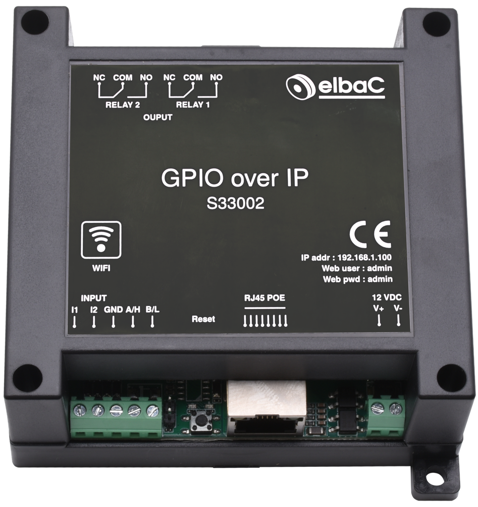 (S33002-B0) GPIO OVER IP POE 2I/2O Boite 1 PC Elbac