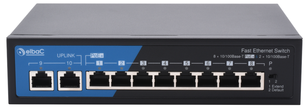 (S40812-01-B0) SWITCH 120W- 8×100Mb/POE+ & 2×100Mb Boite 1 PC Elbac