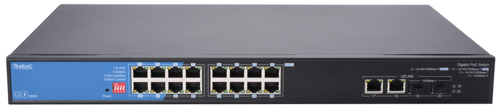 (S41624-02-B0) SWITCH 280W - 2×1000Mb/POE++ & 14×1000Mb/POE+ & 2×1Gb & 2×SFP 1Gb Boite 1 PC Elbac