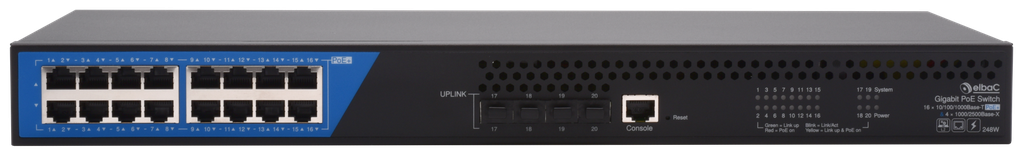 (S41634-02-B0) SWITCH MANAGEABLE L2 248W- 16×1Gb/POE+ & 4×SFP 1Gb/2.5Gb Boite 1 PC Elbac