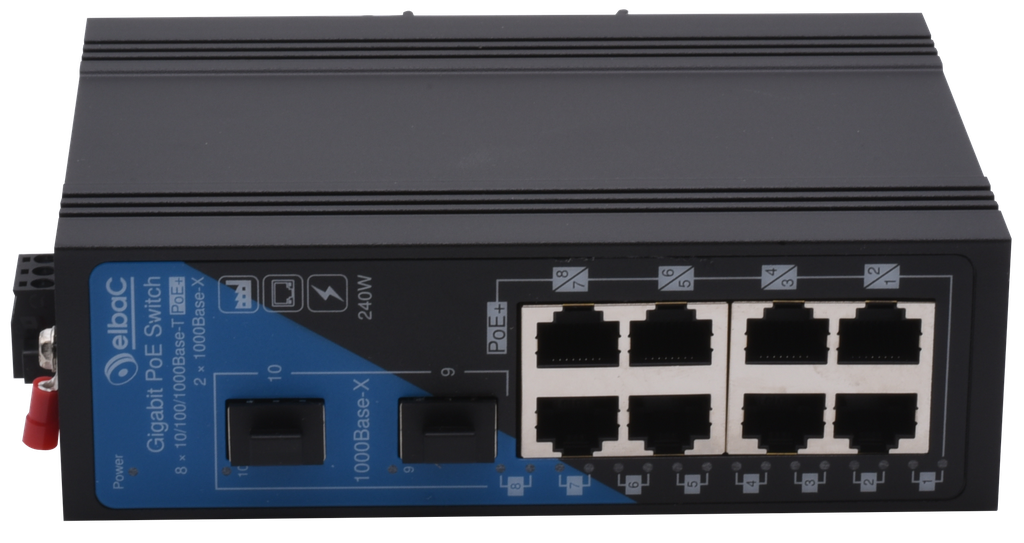 (S43824-02-B0) SWITCH INDUS 240W - 8×1Gb/POE+ & 2×SFP 1Gb Boite 1 PC Elbac