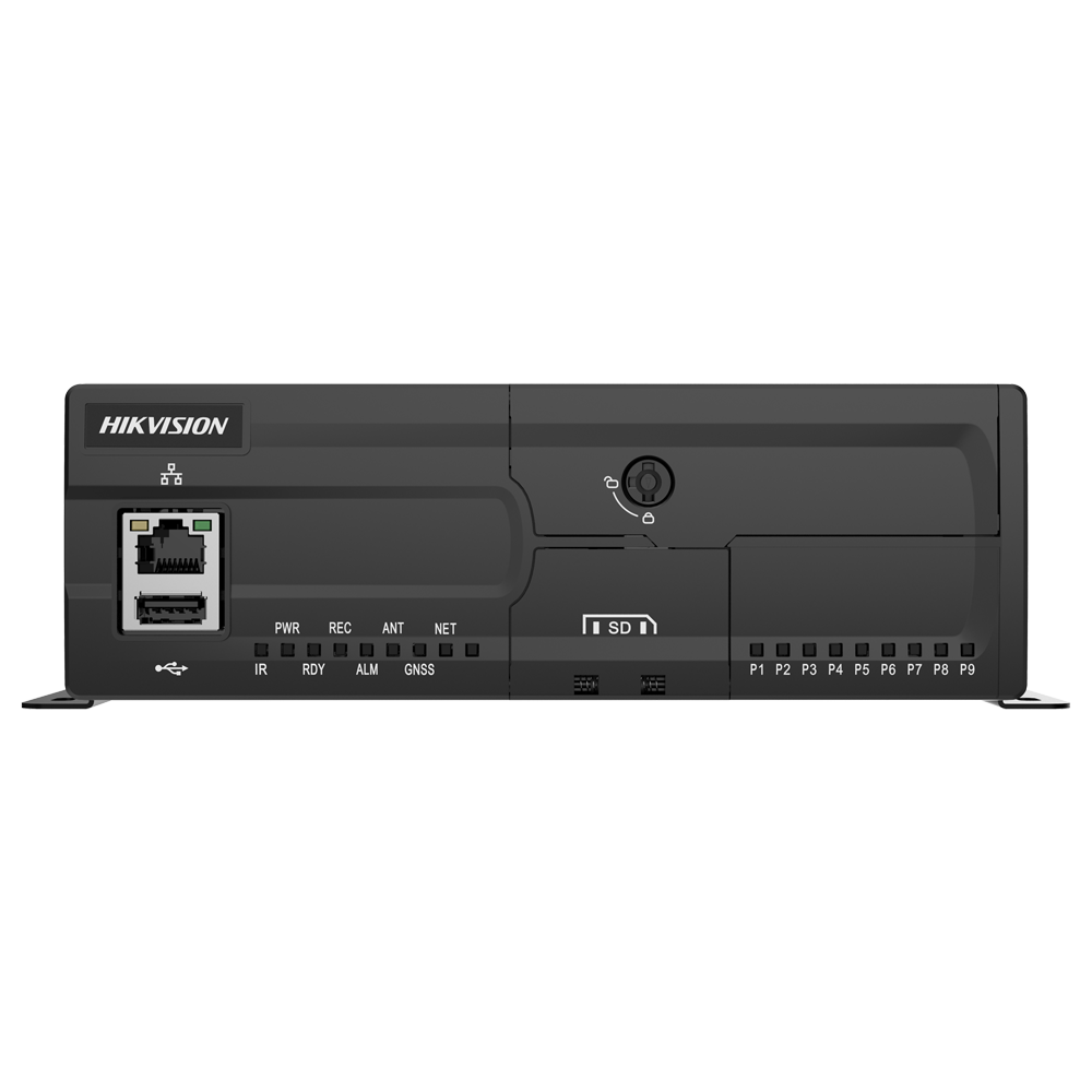 (AE-MN5083(M12)) Enregistreur NVR Hikvision pour installation embarquée dans un véhicule - 8 canaux IP / Compression H.265/H.264 - Resolution max. 2Mpx (1920x1080) - Module GPS intégré | Connecteur M12 - Wi-Fi et 4G | Alarmes | Audio - Prend en charge 1 HDD/SSD 2.5" | Carte SD