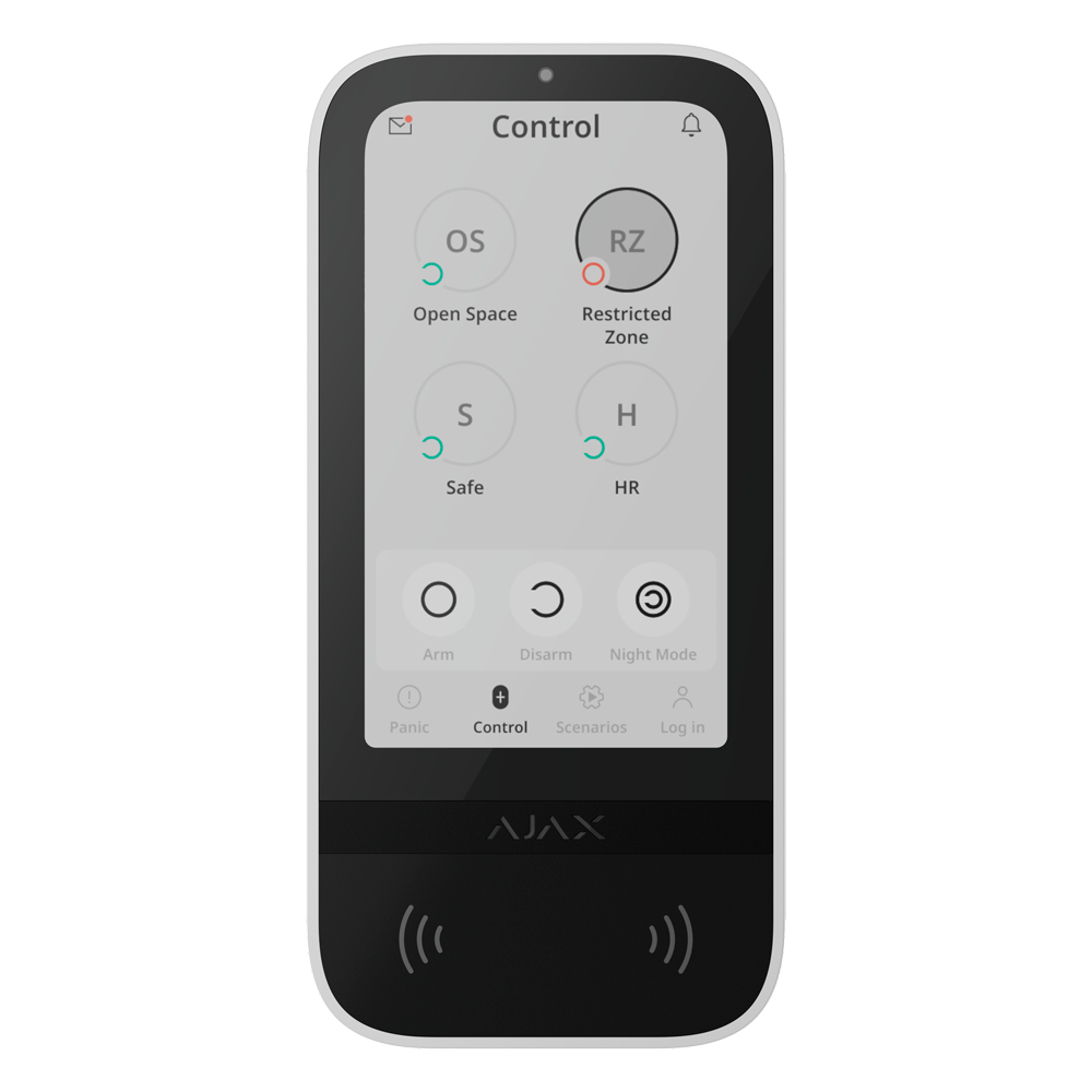 [AJ-KEYPADTOUCHSCREEN-G3-W] (AJ-KEYPADTOUCHSCREEN-G3-W) Clavier à écran tactile avec RFID - Grade 3 - Sans fil 868 MHz Superior Jeweller - Armement/désarmement complet ou groupé - Contrôle des scénarios d'automatisation - Authentification: codes, lecteur RFID ou Bluetooth - Notifications visuelles et sonores