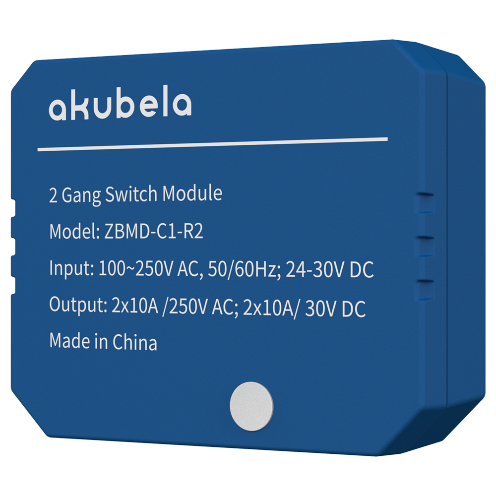 (AK-ZBMD-C1-R2) Relais intelligent de 2 lignes - ZigBee 3.0 - Charge maximale 10 A par ligne - Alimentation 100-250 AC / 24-30 DC - Minuterie et calendrier - Compatible avec l'application BelaHome
