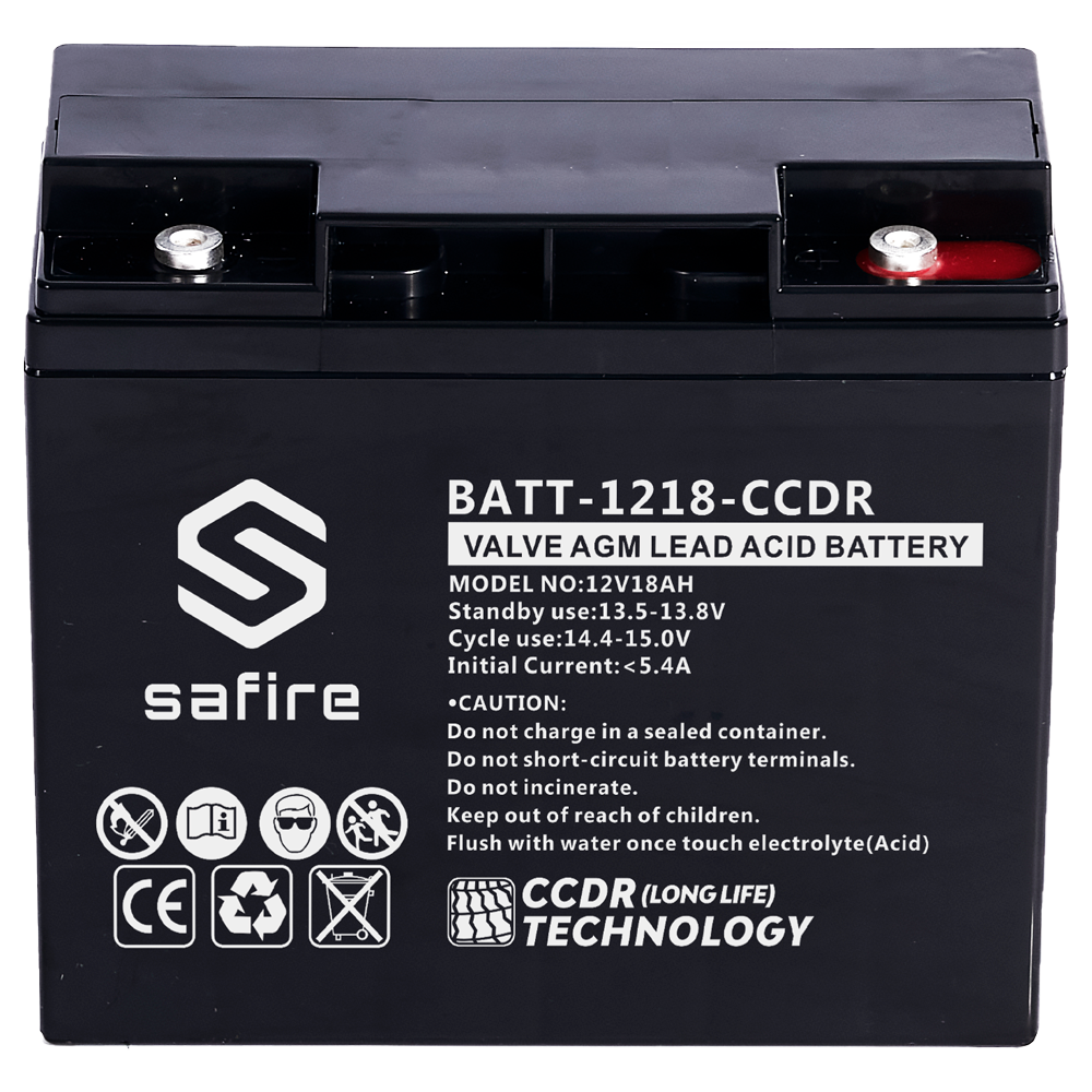 (BATT-1218-CCDR) Batterie rechargeable - technologie plomb-acide AGM - CCDR - Tension 12V - Capacité 18Ah - 167 x 77 x 182 mm / 4.75 Kg - Pour soutenir ou utilisation directe