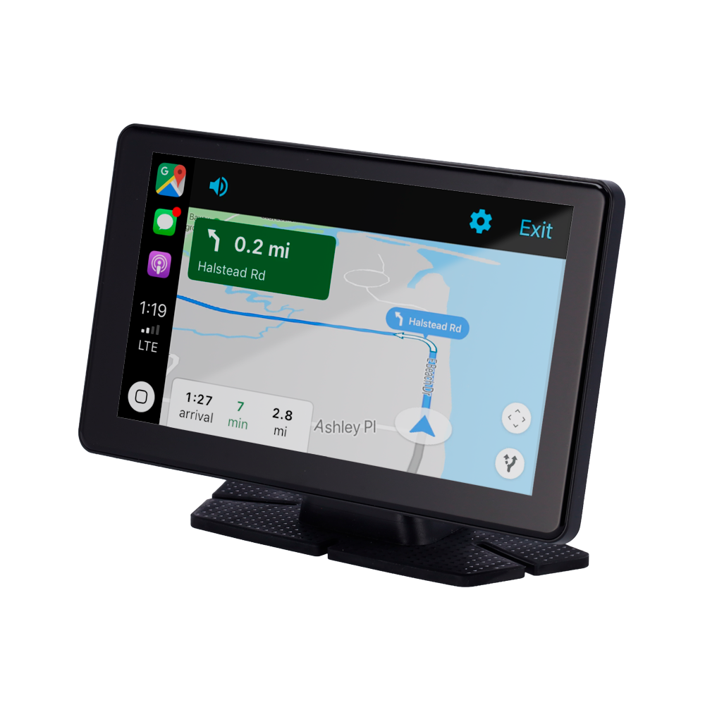 (CAR-MONITOR-7) CarPlay 7" tactile - Caméra 4K et caméra supplémentaire 1080P - Android &amp; IOS compatible - Enregistrement sur carte microSD compatible - Sorties audio via haut-parleur intégré BLE, FM - Accéléromètre intégré à 3 axes