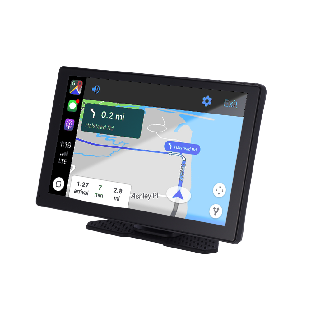 (CAR-MONITOR-9) CarPlay 9" tactile - Caméra 4K et caméra supplémentaire 1080P - Android &amp; IOS compatible - Enregistrement sur carte microSD compatible - Sorties audio via haut-parleur intégré BLE, FM - Accéléromètre intégré à 3 axes