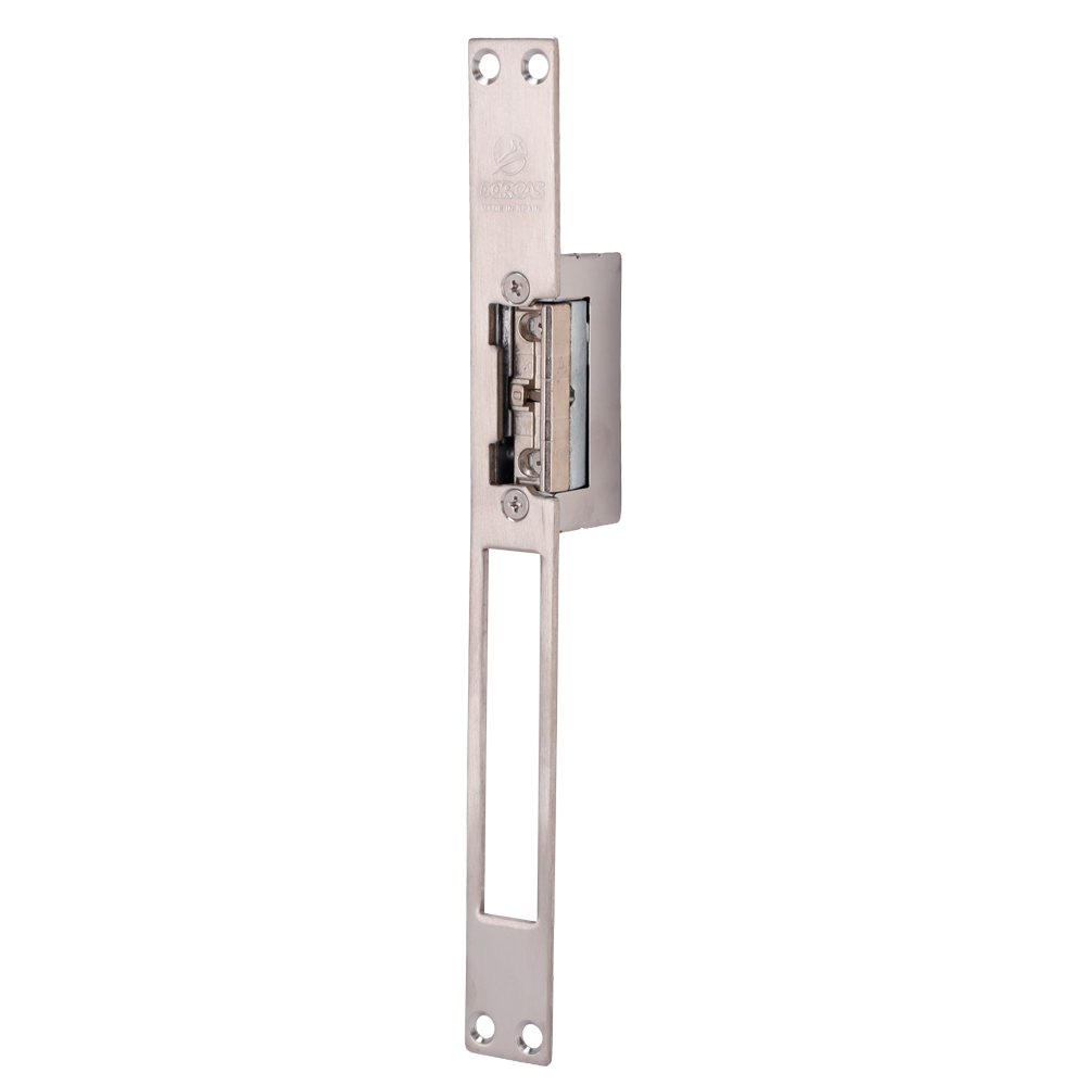 (DR-54ABF/MX) Ouvre-porte électrique en acier inoxydable Dorcas - Pour porte simple | Pêne réglable - Mode ouverture Fail Secure (NO) - Force de maintien 330 kg - Alimentation AC/DC 8-12V | Mémoire - Têtière