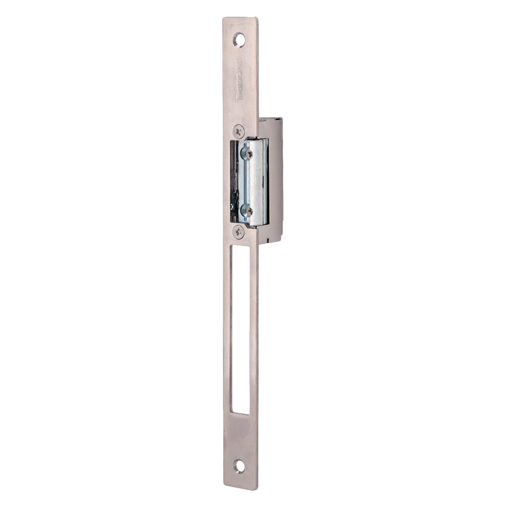 (DR-99NDF/LX22) Abrepuertas eléctrico inoxidable Dorcas - Para puerta sencilla | Pestillo radial regulable - Modo apertura Fail Secure (NO) - Fuerza de retención 330 kg - Alimentación AC/DC 10-24V - Hembrilla y paso libre