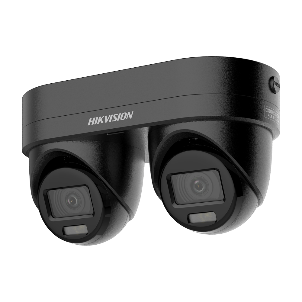(DS-2CD2346G3D-IZ2UY/SL(2.8/4)BLACK) Caméra IP Turret gamme PRO Hikvision - Résolution 4 mégapixels (2688x1520) (2 canaux) - Objectif 2.8/4 mm en 1 caméra (2 canaux) | IR 30m - Détection de mouvement 2.0 | AcuSense 3.0 - SRB: Lumière rouge et bleu de dissuasive | SL: Lumière blanche - PoE+ | Microphone et haut-parleur | IP67 | NEMA 4X