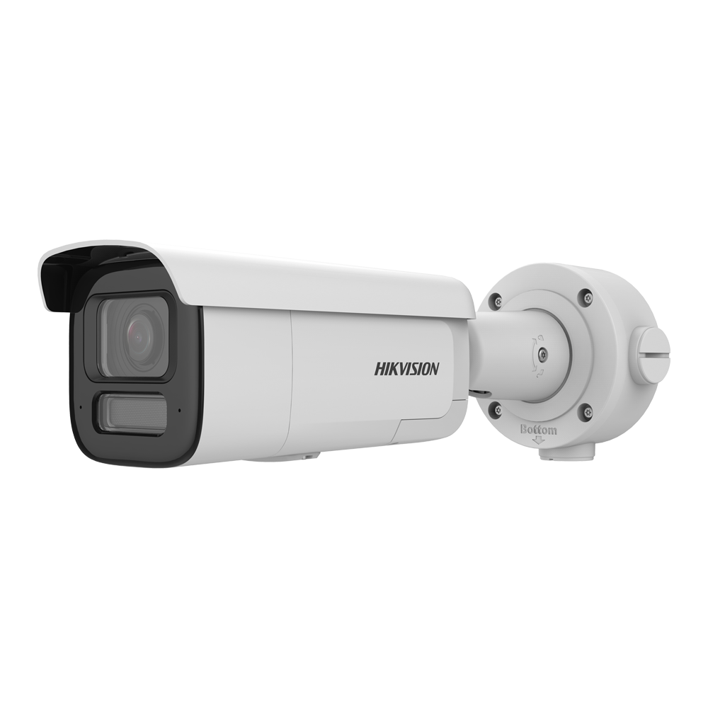 (DS-2CD2686G2HT-IZS2U/SL(2.8-12mm)eF) Caméra Bullet IP gamme PRO Hikvision - Résolution 8 Mégapixel (3840x2160) - Obj varifocal motorisé 2.8~12 mm - Sirène et flash blanc dissuasifs - IR 60 m | MD 2.0 | PoE+ | MicroSD | IP67, IK10 - AcuSense | Capture du visage | Alarmes | Audio | Micro