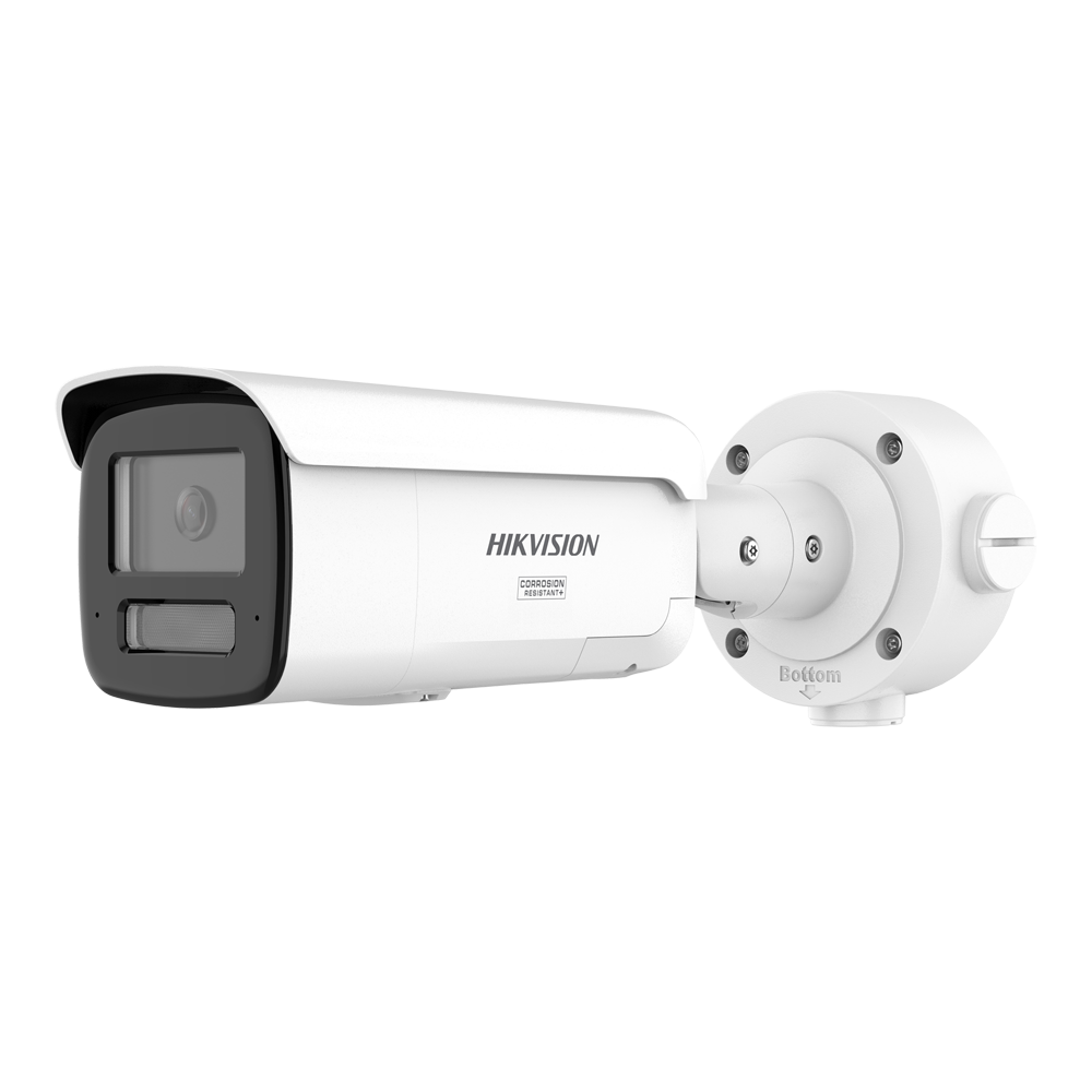 (DS-2CD3T46G3-LISUY/SL(2.8mm)(eF)) Caméra IP Bullet Hikvision de la gamme SOLUTIONS - Résolution 4 MPx  - ColorVu3.0: image en couleurs HIKAI-ISP F1.0 1/1.8" - Objectif 2.8 mm | Flash blanc | Alarme | Audio - AcuSense3.0 | Éclairage hybride 60 m | PoE+ | HEOP - IP67 | IK10 | NEMA 4X | MicroSD | Microphone