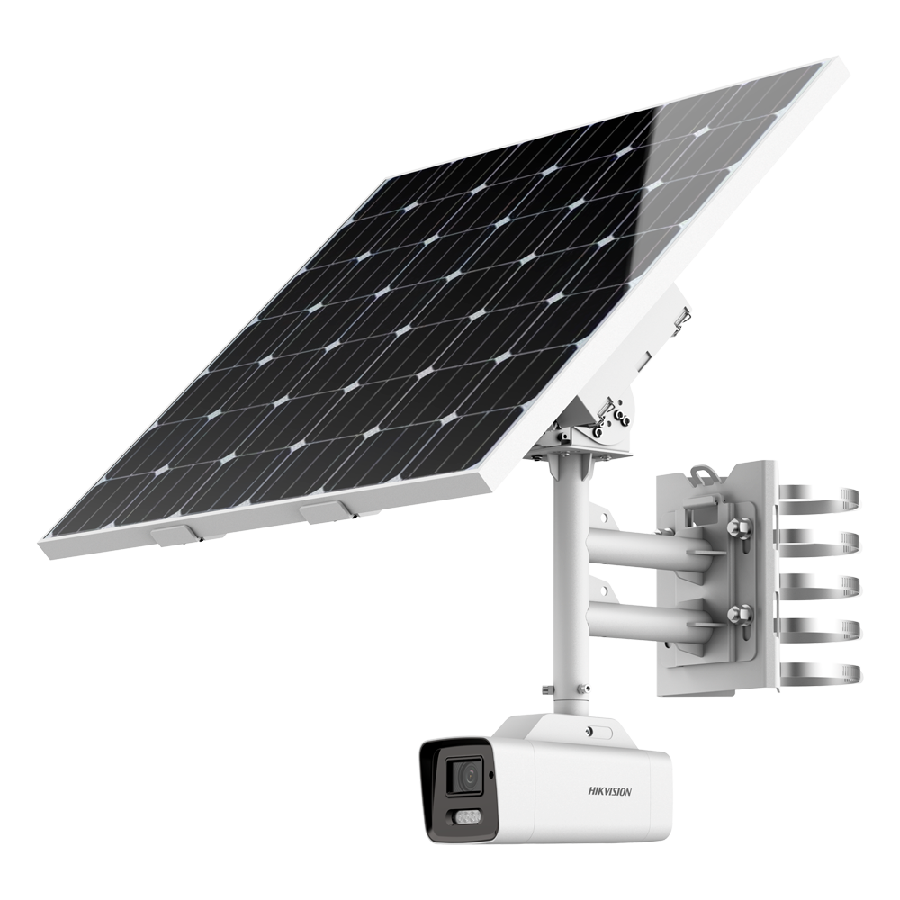 (DS-2XS6A46G1/P-IZS/C36S80(8-32mm)) Caméra IP Solaire Bullet 4G SOLUTIONS  - Résolution 4 Mpx (2560x1440) [%VAR%] - Objectif varifocal 8~32 mm | IR 50 m - Alarmes | Audio | MicroSD | IP66 - Panneau solaire inclus 80 W | Batterie au lithium - ANPR, détection du trafic et des véhicules
