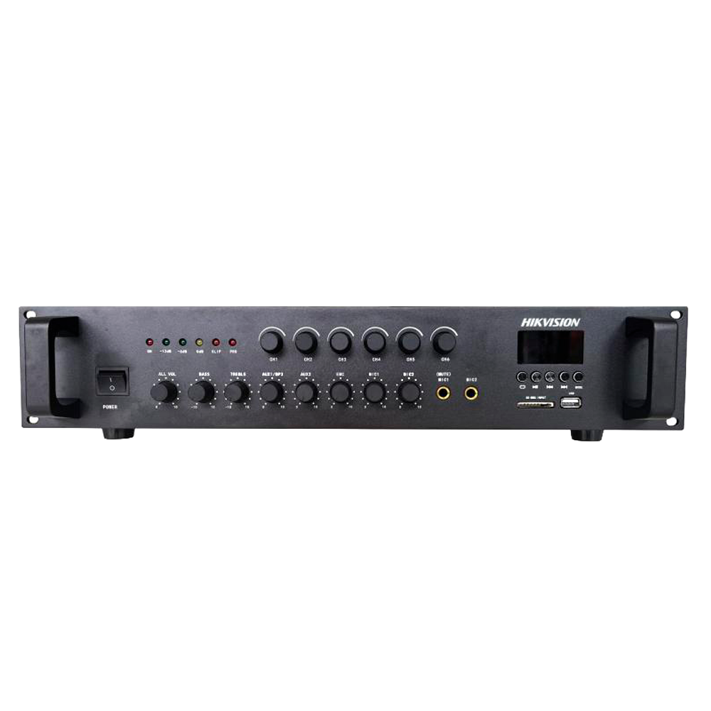 (DS-QAE0A120G1-VB6) Amplificateur analogique - Fonctions de mixage de base - Lecteur USB / BT / MIC / RCA  - Puissance 120 W - Jusqu'à 6 zones