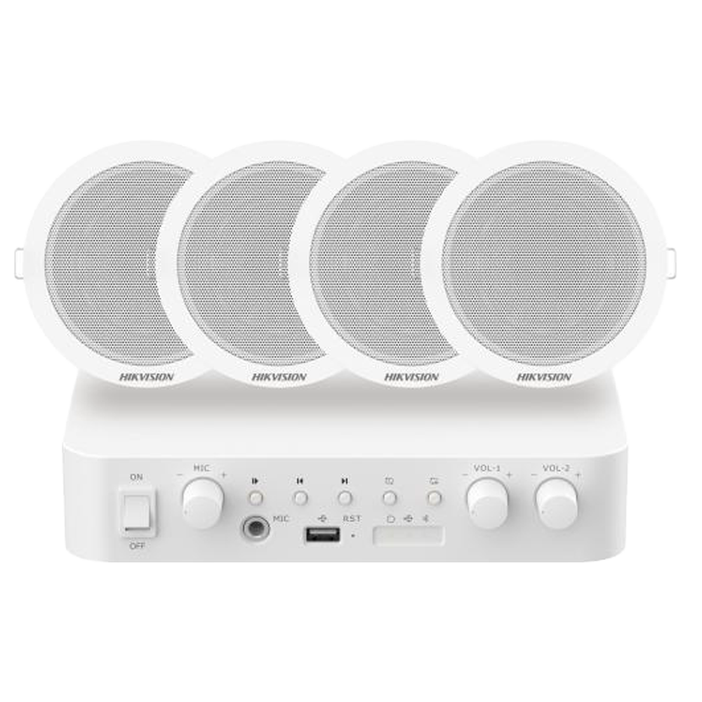 (DS-QAE0KA60206-4) Kit de audio - Amplificateur 60 W - 4 x Haut-parleurs de plafond - Puissance (8 Ω): 6 W