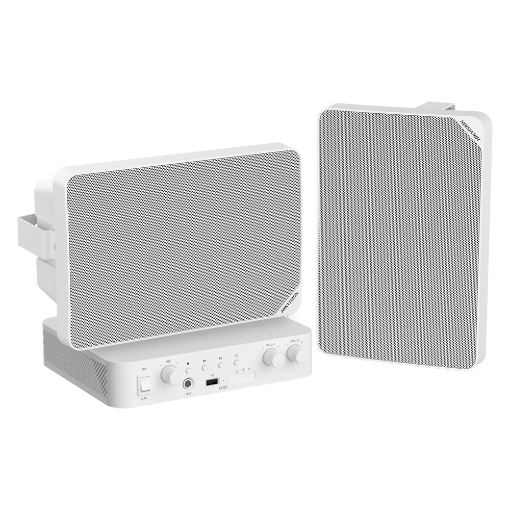 (DS-QAE1KA80120-2) Kit de audio - Amplificateur 80 W - 2 x Haut-parleurs 20 W - Puissance (8 Ω): 20 W - Puissance (70 / 100 V): 5, 10, 15, 20 W