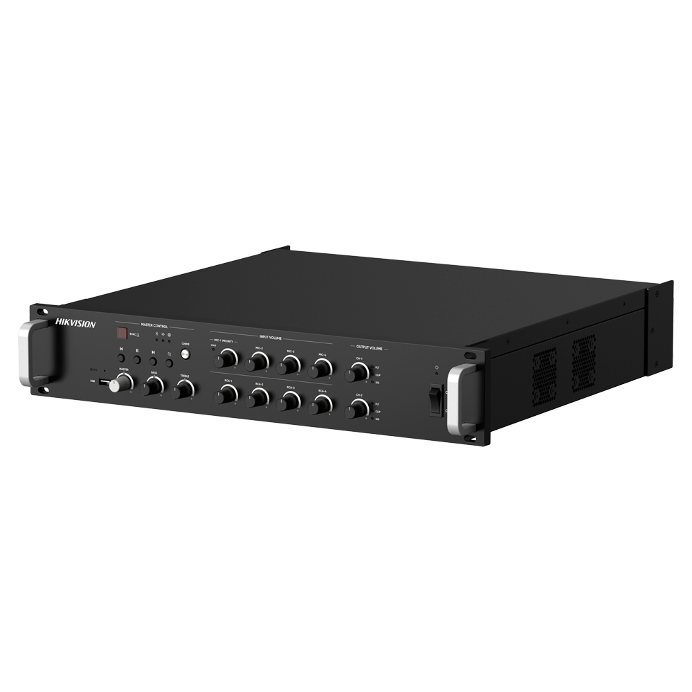 (DS-QAZ1A500G1-VB2) Amplificateur réseau - Fonctions de mixage de base - Amplificateur 100 V - Lecteur USB / BT / MIC / RCA  - Puissance nominale 500 W - Jusqu'à 2 zones