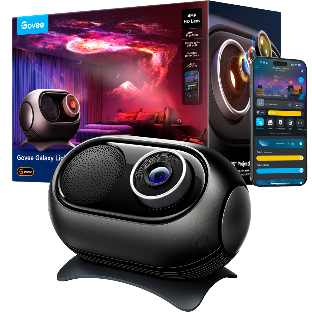 (GV-PJECT-H609D-GALAXY-2PRO) Projecteur lumineux Govee Galaxy 2 Pro - Wi-Fi 2.4 GHz + Bluetooth - Couleur RGB segmentée / 3m -  230lm / 84 LED/m - Matter / Homekit / Alexa / Google Home - Pour intérieur