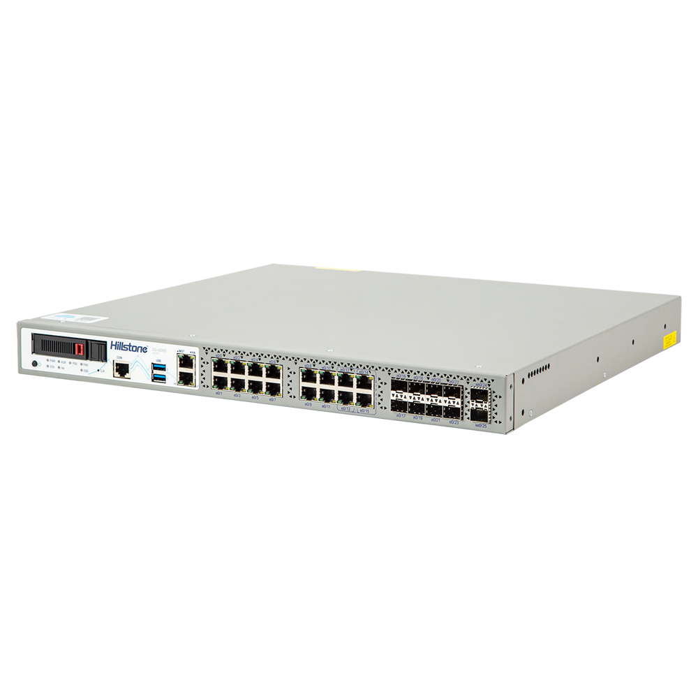 (HILL-NGFW-A3000) Hillstone Networks NGFW  - Hardware + 1 año de servicio básico  - 20Gbps FW/6.5Gbps NGFW Throughput - 3M Sesiones Concurrentes - 16×GE (2 bypass) + 8×SFP + 2×SFP+ - Rack 1U / Expansión hasta 1.92Tb