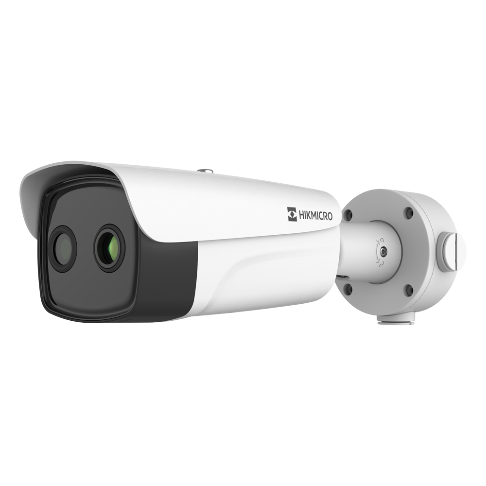 (HM-TD2668-25/G1/T3Y) Caméra thermique Dual IP Hikvision Gamme PRO - Capteur thermique 640x512 VOx | Objectif 25mm - Capteur optique 1/2.7” 4Mpx | Objectif 8mm - Sensibilité thermique ≤20mK (25°C, F1.0) - Détection et alarme incendie préventive - Plage de mesure temp -20~150ºC / ±8ºC