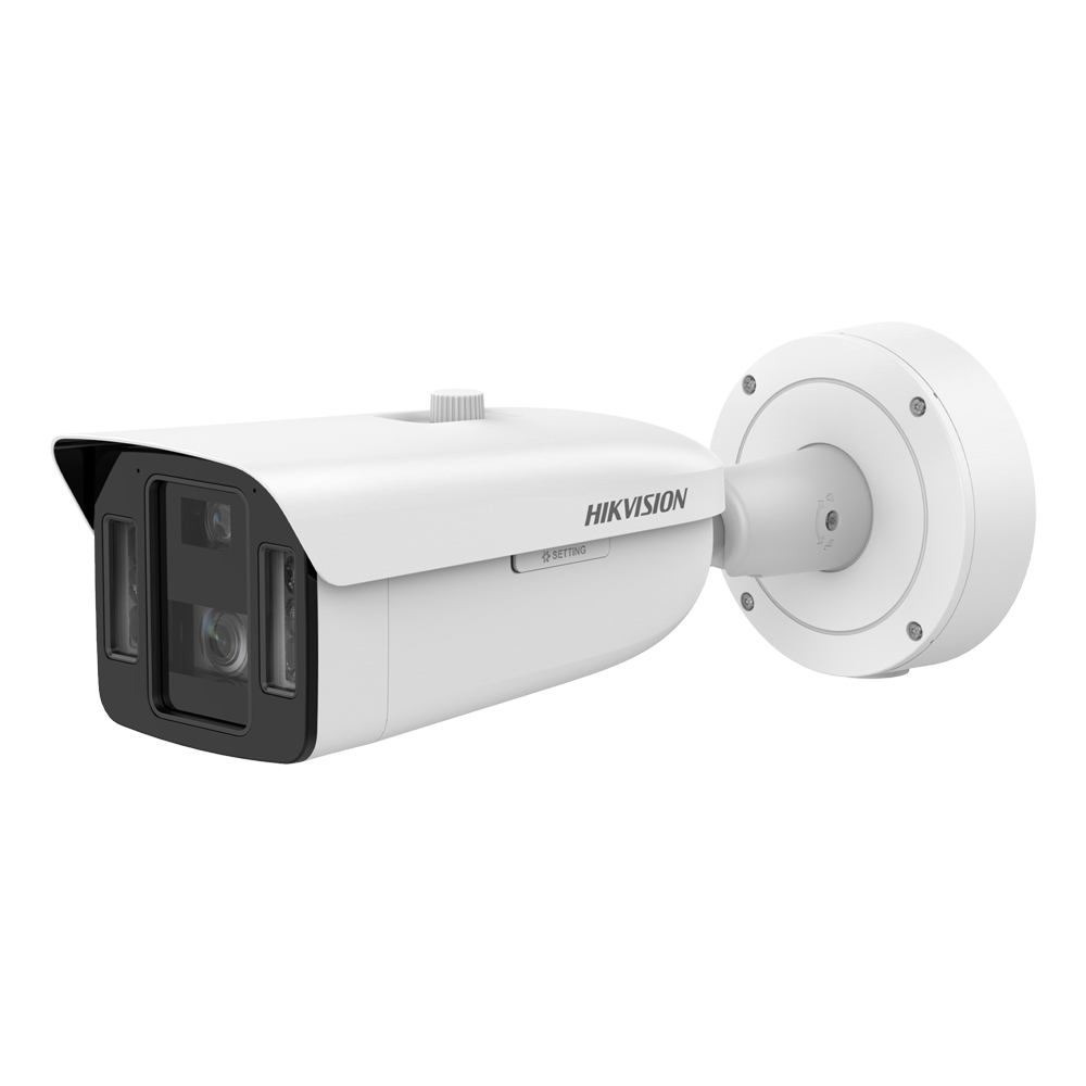 (iDS-2CD8A46G2-XZHSY(0832/4)) Cámara Bullet IP Hikvision SOLUTIONS doble lente - Resolución 4 MPx | Lentes 8~32 / 4 mm  - DarkFighter 2.0 | AcuSense | 5 Streams  - Luz híbrida 100 m | WDR 140dB | PoE+ | Alarma - MicroSD | Audio | IP67 | IK10 | NEMA4X - Múltiples funciones inteligentes | LPR