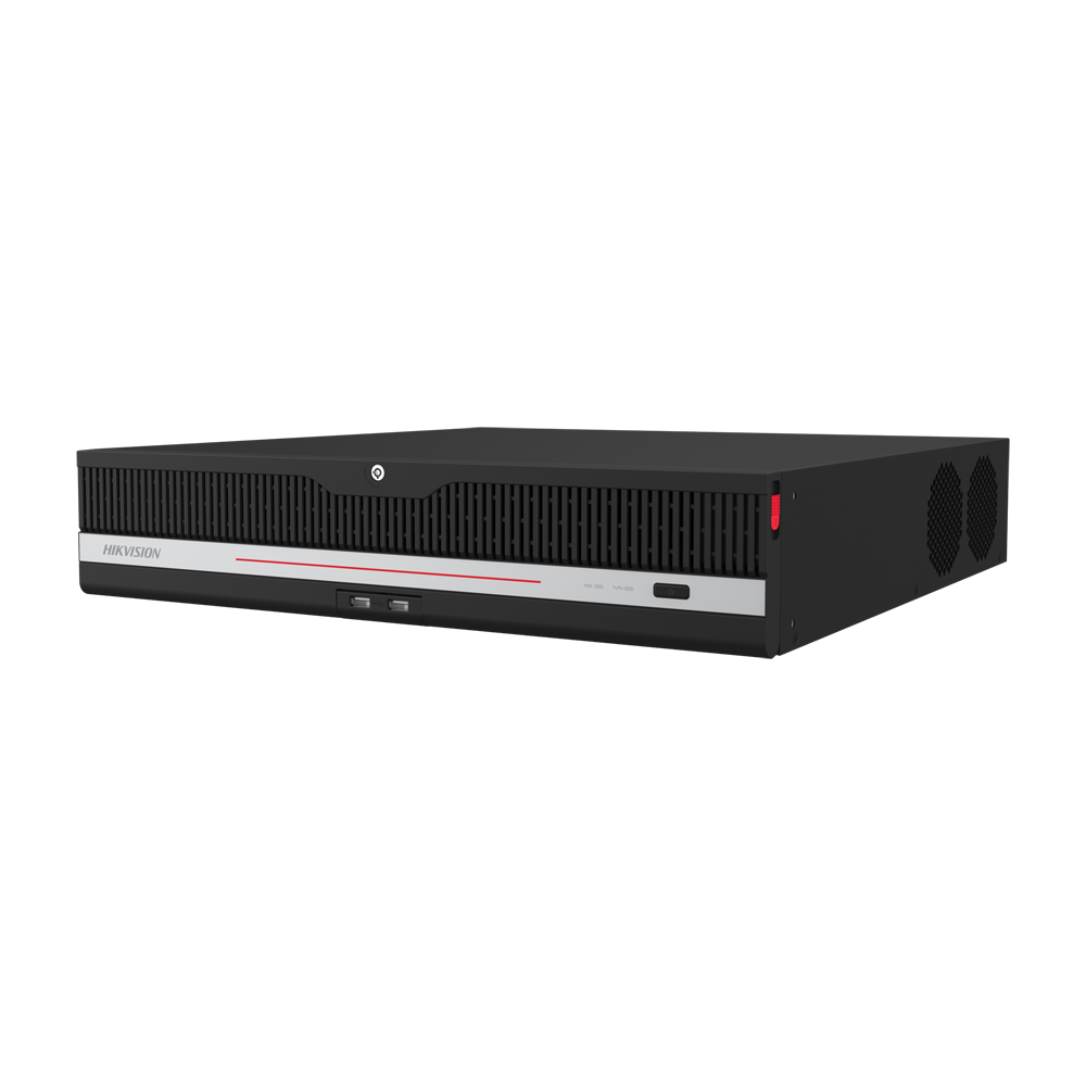 (iDS-9664NXI-M8R/X) Enregistreur NVR 64 CH IP gamme SOLUTIONS Hikvision - Résolution maximale 32Mpx@2ch - Bande passante 400 Mbps  - Audio | Alarmes | 8 HDD | POS | RAID - Détection de mouvement 2.0 | Reconnaissance des visages - AcuSense | Structure vidéo | ANPR