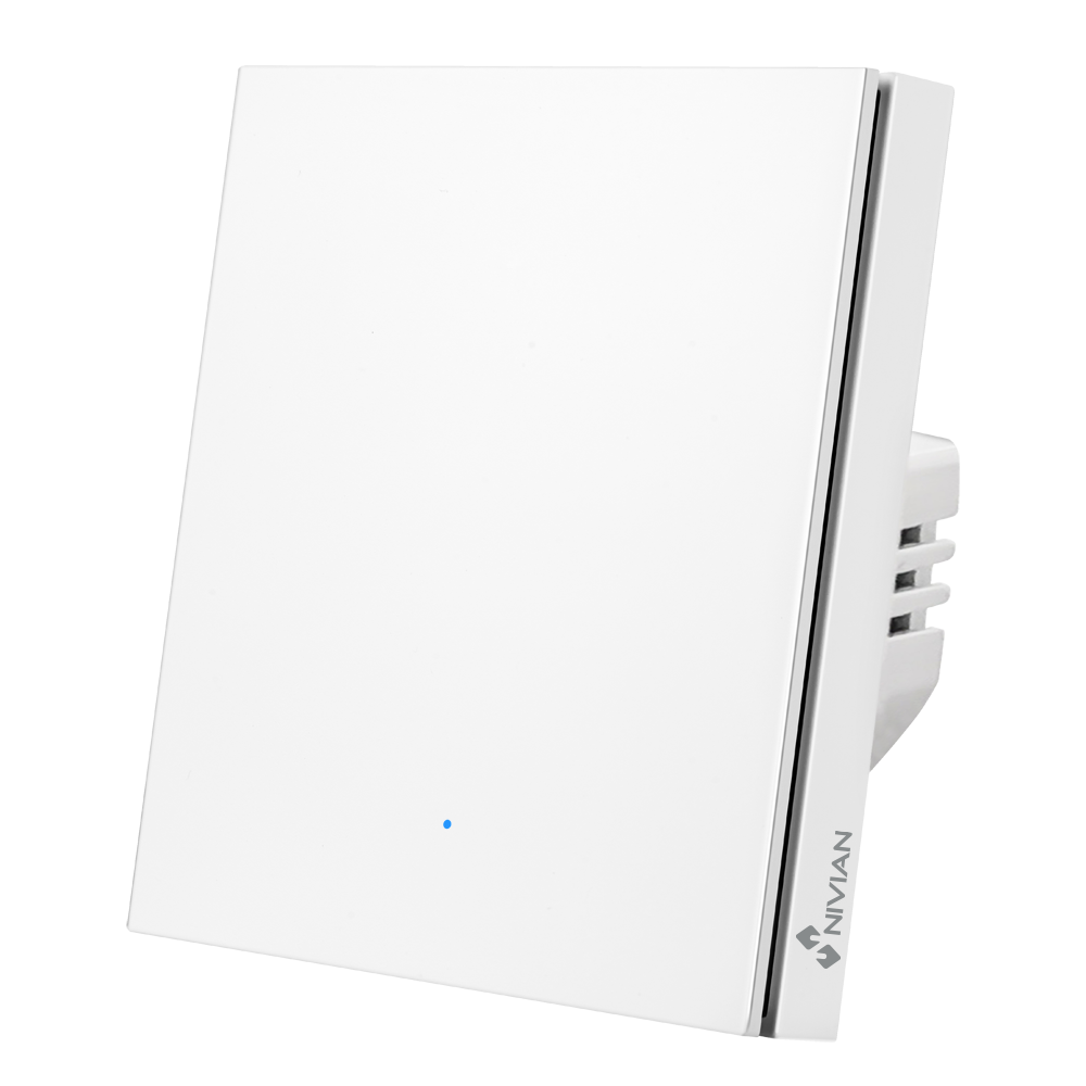 (NVS-FLATWALLSWITCH-101-WRB) Interrupteur mural intelligent de 1 ligne - WiFi 2.4 GHz IEEE802.11 b/g/n - Charge maximum 10A - Protection contre des surtensions - Compatible avec TUYA Smart - Compatible avec Alexa et Google Assistant