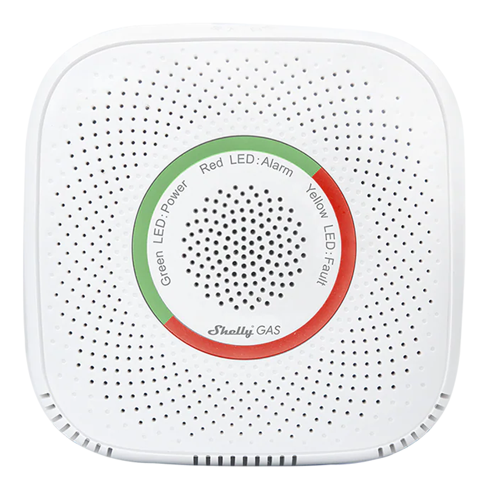 (SH-GAS-LPG) Shelly Gas LPG - Alarma Wi-Fi nativa para Gas Licuado (GLP) - Alerta acústica (85dB) y luminosa integrada - WiFi 2.4GHz / Salida de relé para electroválvula - Soporta AC 110-240V / Salida para válvula DC12 V - Compatible con  Alexa y Google