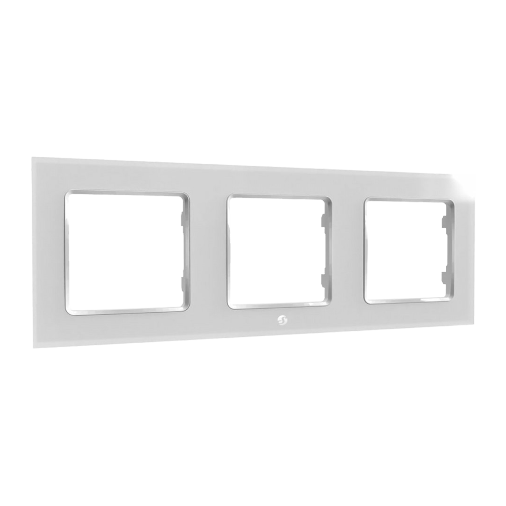 (SH-WALL-FRAME-3-W) Shelly Wall Frame 3 - Marco embellecedor triple para estética limpia - Permite agrupar dos interruptores Shelly - Compatible con Wall Switch 1, 2 y 4 botones - Acabado en negro brillante de alta calidad - Diseño minimalista de bordes rectos