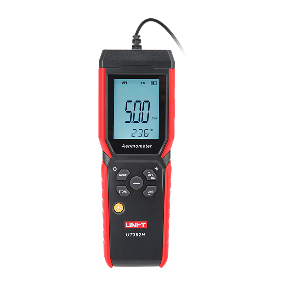 (UT362H) Anémomètre à fil chaud - Mesure la vitesse, la température et le débit d'air - Sonde fine et allongée - Capteur haute sensibilité - Pour la climatisation et la ventilation