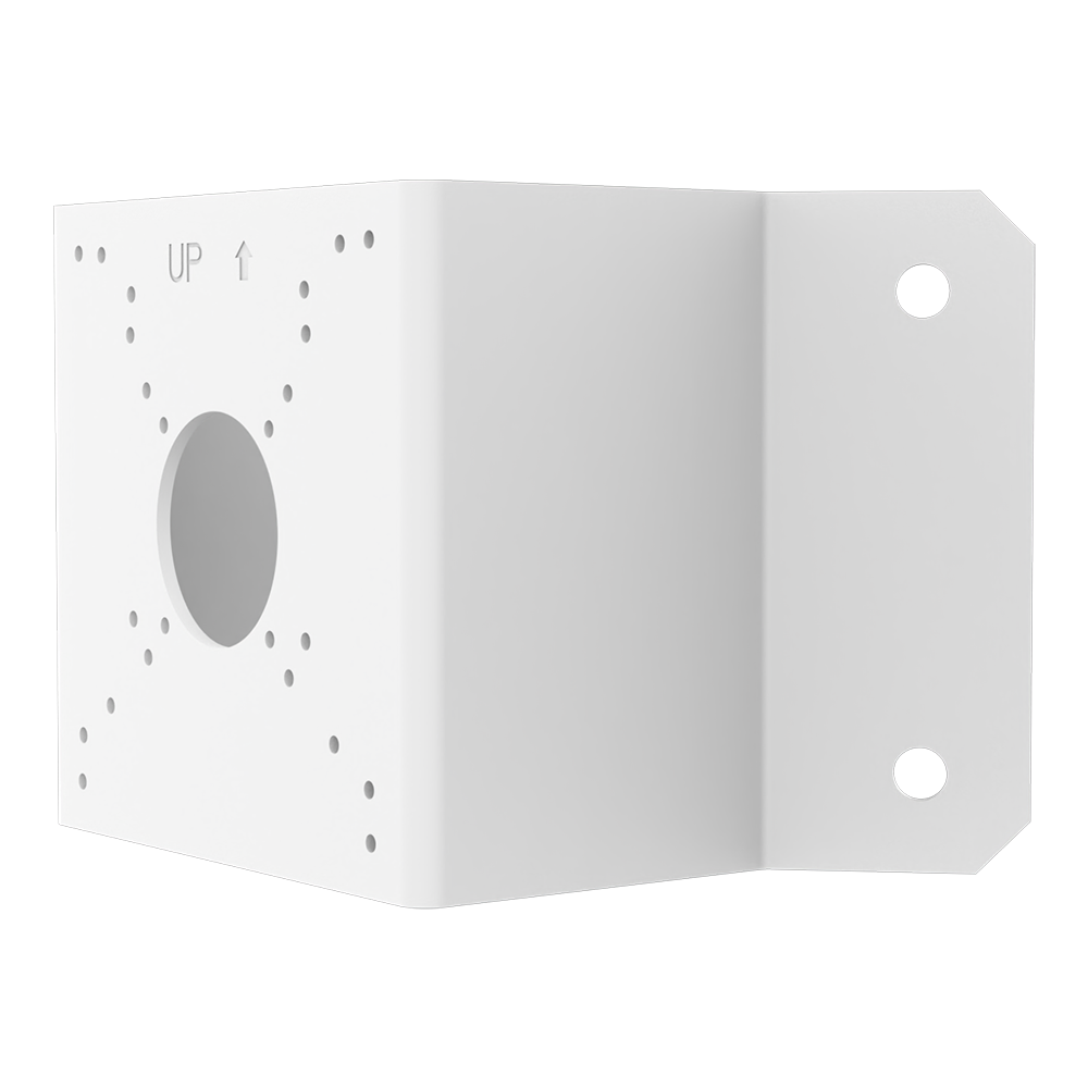 (UV-TR-UC08-C-V2) Support angle - Pour les caméras Bullet et les caméras dômes - Adapté pour une utilisation extérieure - Couleur blanche - Passage de câble - 127 mm (H) x 207 (L) x 115.6 (Pr) mm