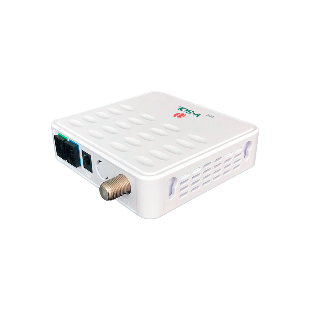 (VSOL-V8601C-1-WDM-AGC) Récepteur optique VSOL pour CATV avec WDM - Permet de combiner la télévision (1550 nm) et les données PON (1310/1490/1577 nm) - Bande passante opérationnelle de 1 GHz - Plage de puissance optique d'entrée de +2 à -20 dBm - 1 sortie RF ( 71 dBuV) - Faible consommation d'énergie