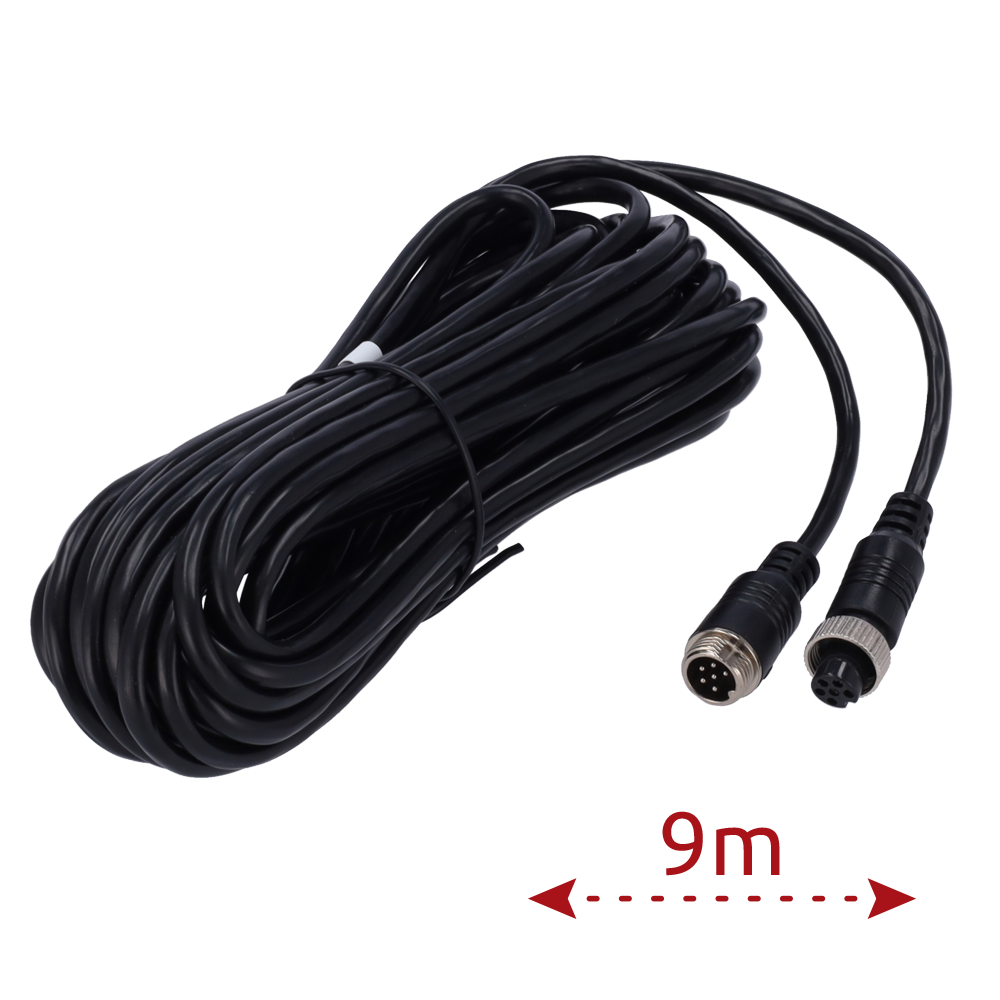 (VW-6PIN-IP-90) Câble pour caméras IP - Connecteur M12 aviation - 6 broches - Longueur 9m - Femelle - Femelle