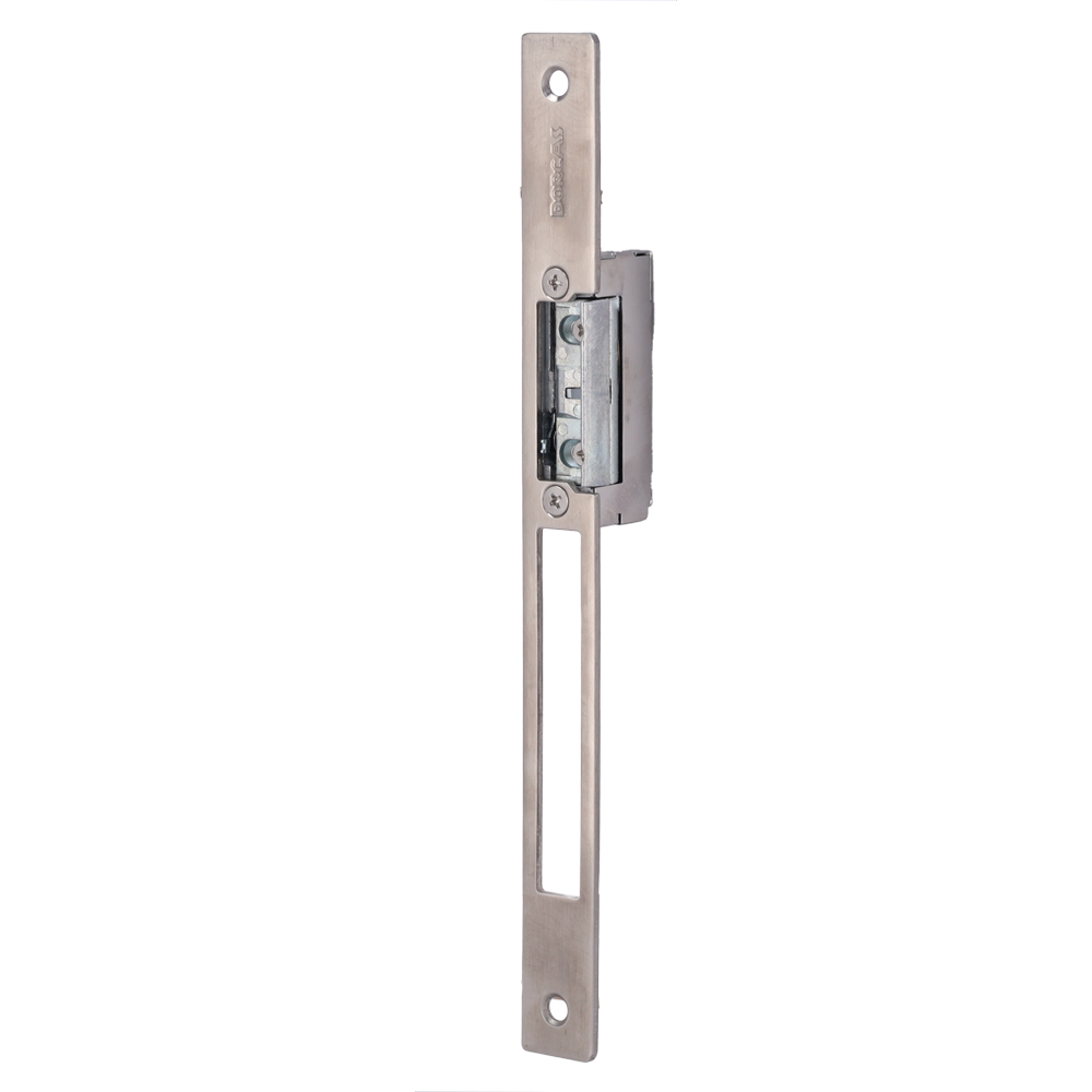 (DR-99ABDF/LX22) Abrepuertas eléctrico inoxidable Dorcas - Para puerta sencilla | Pestillo radial regulable - Modo apertura Fail Secure (NO) - Fuerza de retención 330 kg - Alimentación AC/DC 10-24V | Memoria - Hembrilla y paso libre