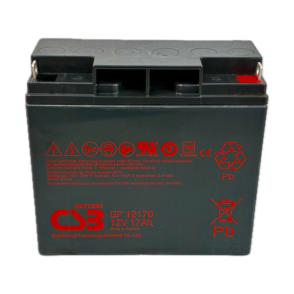 (BATT-1217-CSB) Batería CSB recargable - Tecnología Plomo-Ácido AGM - Tensión 12V - Capacidad 12Ah - Para respaldo o uso directo - Compatible con centrales Honeywell